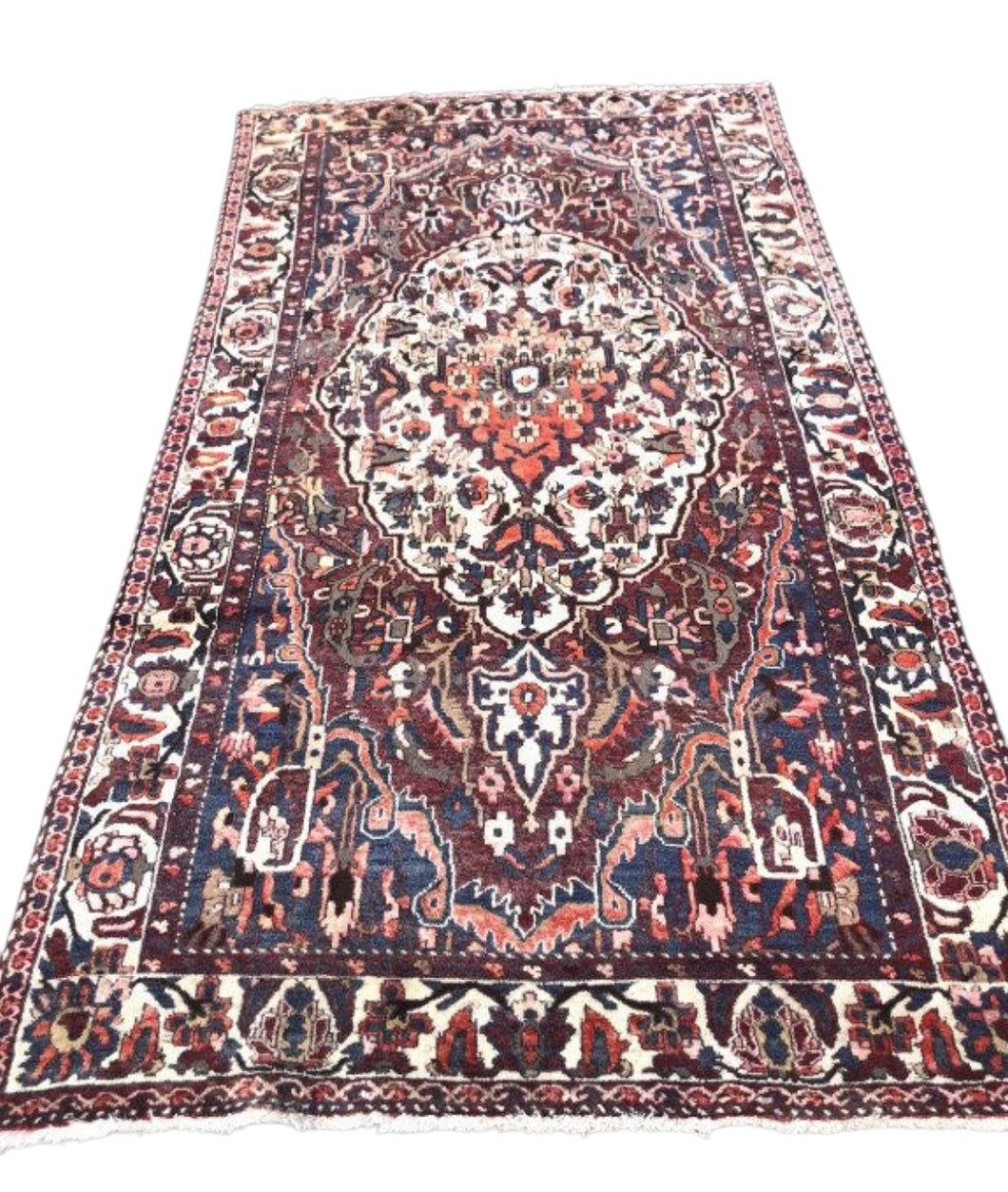 Antique Hand Knotted Wool Heriz Rug
